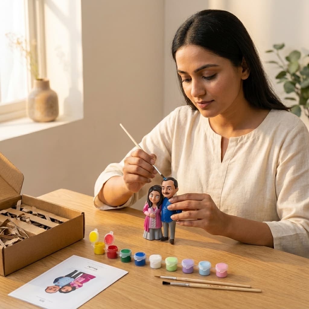 Bringing a figurine to colour by hand